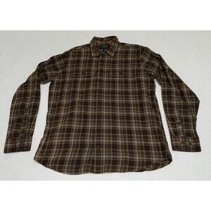 C.C. Filson Co Men Sz L Brown Plaid Long Sleeve Button Up Cotton Shirt EUC